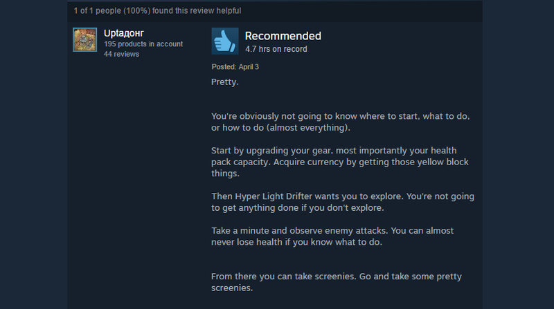 Illustration for article titled Hyper Light Drifter, As Told By Steam Reviews